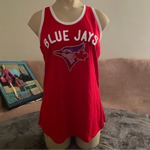 Authentic Toronto Blue Jays Dazzeled Logo Tank Top - Red